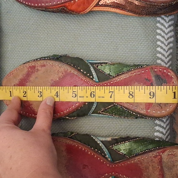 Embroidered Green Women's Flats India Size 7 Sequins - Picture 11 of 13